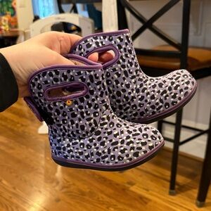 Bogs Kids Lavender Leopard Print Boots